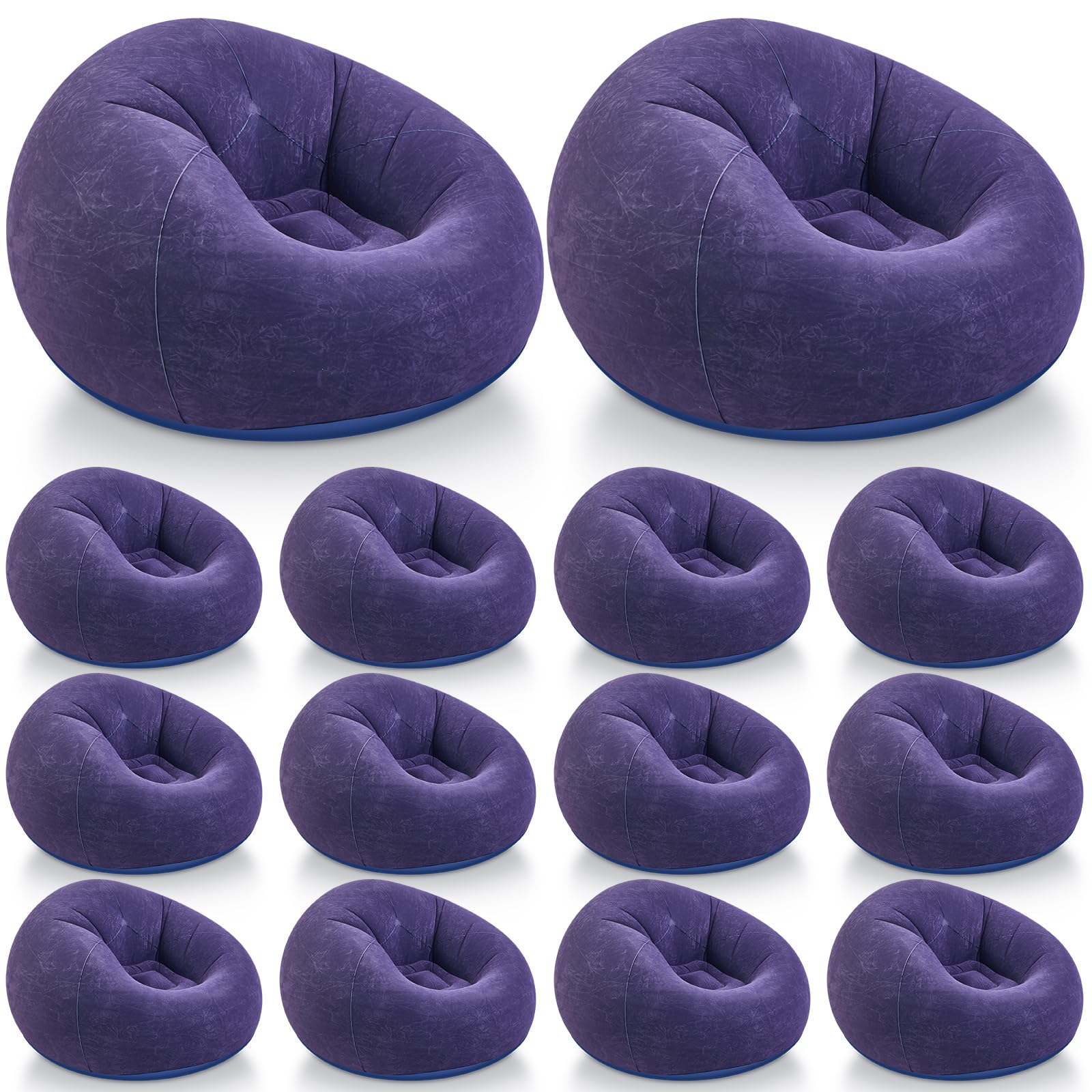 Realspring Inflatable Bean Bag Chairs,Blue,12 Pcs