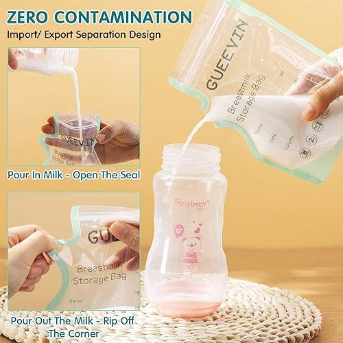 Miniatura 4 de Gueevin 500 bolsas de almacenamiento de leche materna de 6 onzas, bolsas de almacenamiento de leche materna para congelador, bolsas de