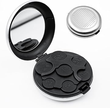 Coin Organizer, Portable Coin Organizer for Car with Mirror, Coin Case Holder for Storage, Pocket Coin Changer Dispenser, Compact Coin HoldersSliver