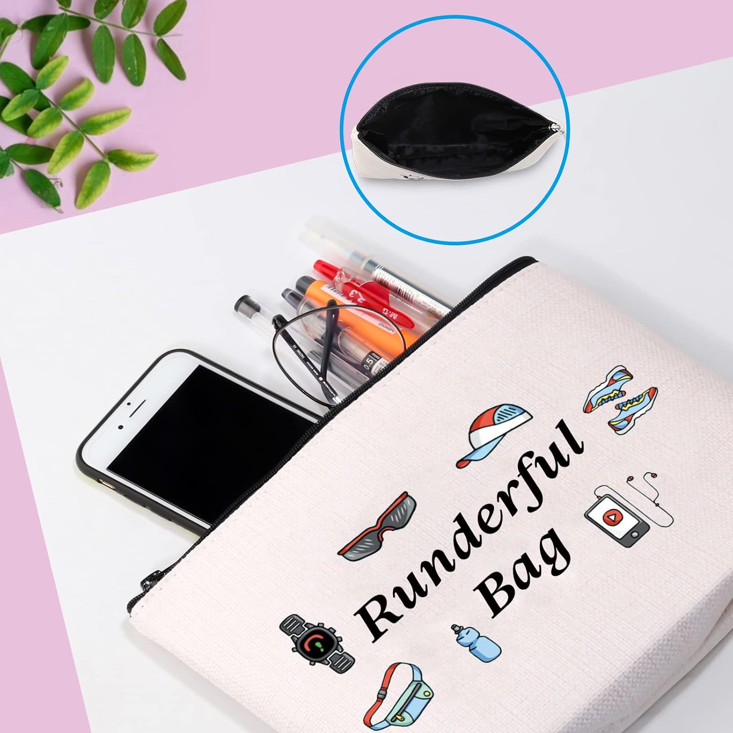 GJTIM Running Gift Running Lover Gift Runner Makeup Cosmetic Bag Runderful Bag Marathon Runners Zipper Pouch (Runderful Bag) image 4