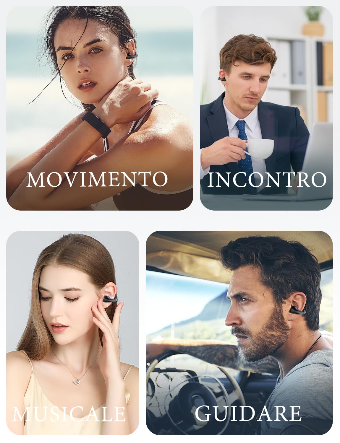 Bluetooth 5.3 Open Ear Cuffie, Auricolare Sportivo Cuffie, Cuffie Bluetooth Display LED IP7 Impermeabili, Con microfono HD, Auricolare Senza Fili 36H Bass IP7 impermeabile, LED Dal Design Ergonomico