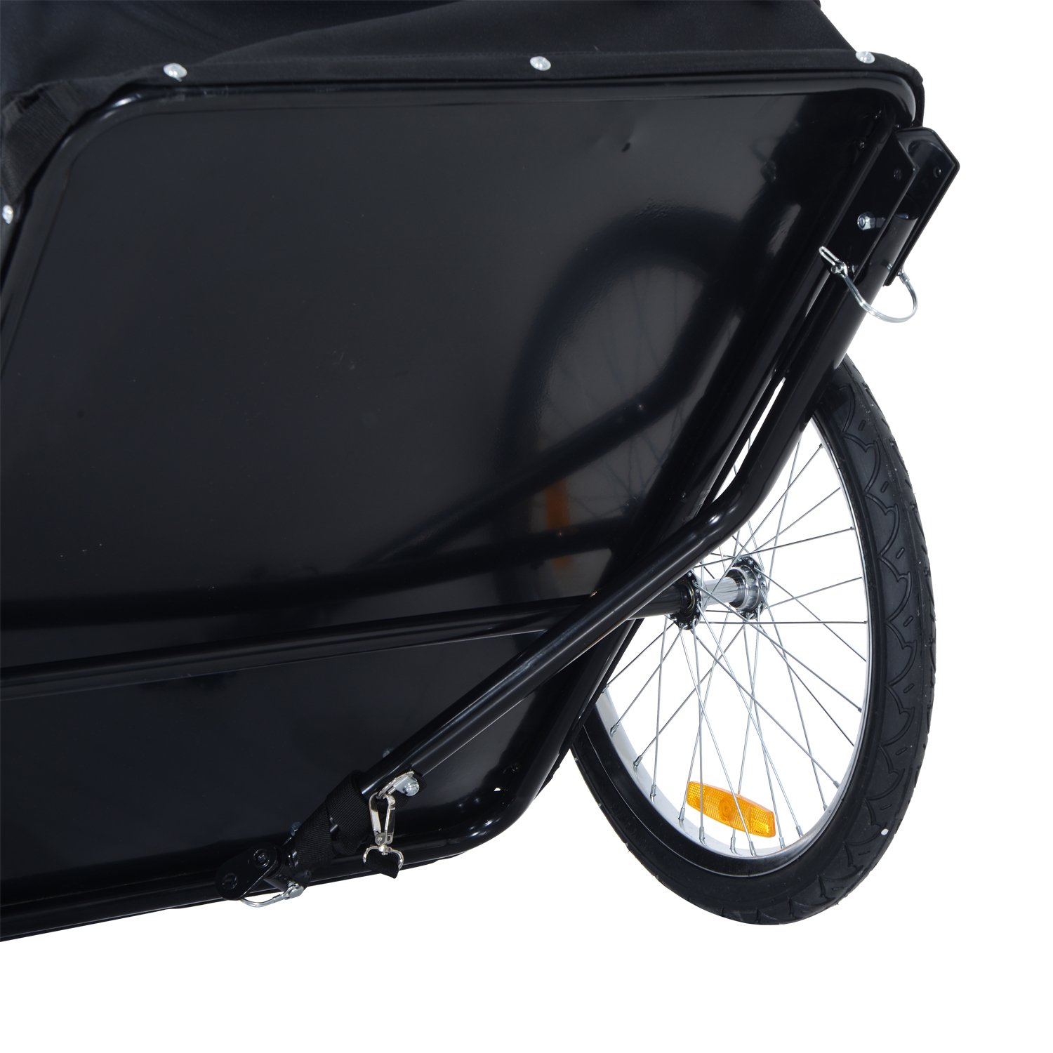 HOMCOM Fahrradanhänger Lastenanhänger Belastbarkeit max. 40 kg Transportanhänger Handwagen Lasten-Fahrradanhänger Weiß+Schwarz Stahl Oxford 140 x 77 x 65 cm
