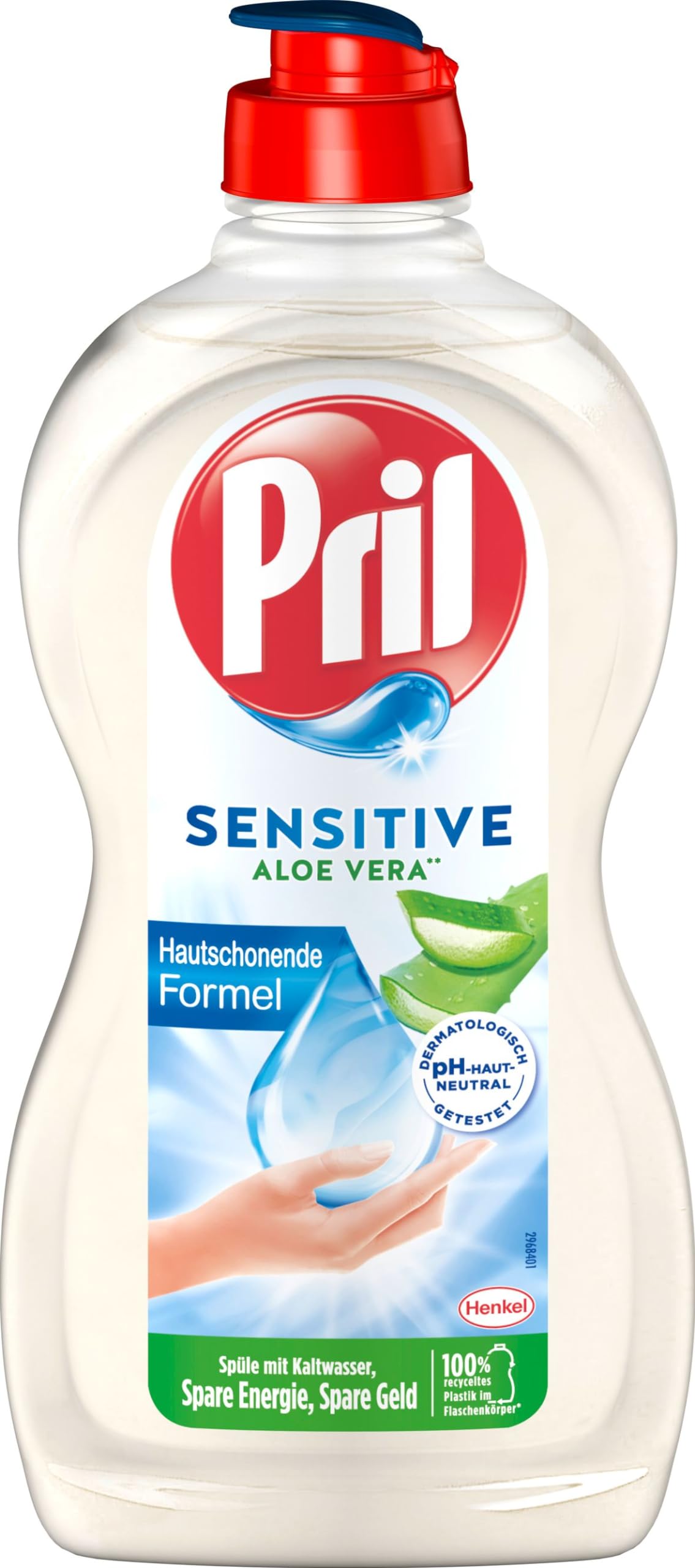 PRIL Sensitive Aloe Vera (16x 450 ml), Handgeschirrspülmittel mit hoher Fettlösekraft, für sauberes Geschirr auch in kaltem Wasser, pH-hautneutrale Formel