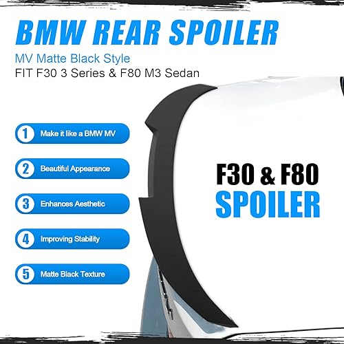 Miniatura 2 de Alerón trasero para BMW F30 Serie 3 Sedan 2012-2018 y 2014-2019 F80 M3 Sedán, M4 estilo alerón de maletero para 320i 325i 328i 330i 335i 340i