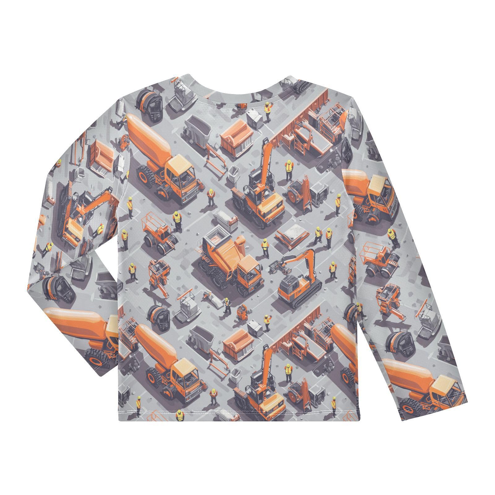 Caihoyu Boys' Rash Guard Swim Shirts Long Sleeve Quick Dry Rash Guard for Baby/Toddler UPF 50+ Protection 7-8T Construction Scene Dam Construction Bulldozer
