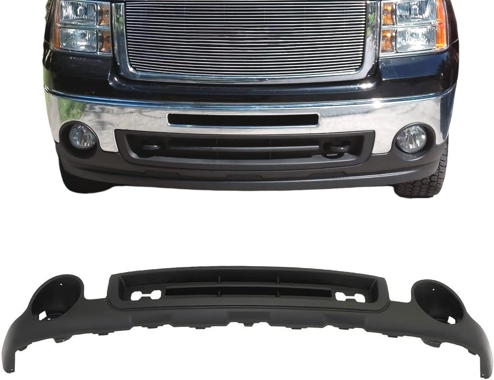 Titanium Plus Autoparts Front Bumper Cover Plastic Non-Primed Compatible for 07-13 GMC Sierra 1500 Fits 15131299 GM1015100