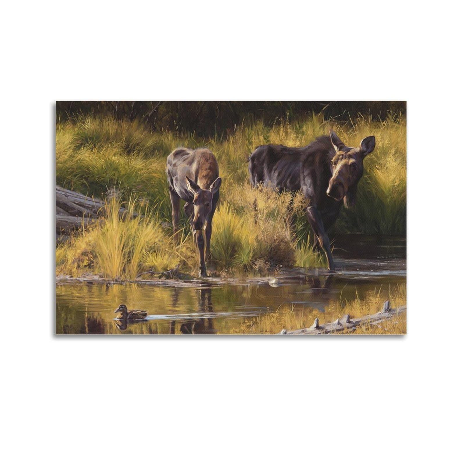 ZSZWHJ Animal Poster Alaskan Moose Poster Decorative Painting Canvas Wall Posters And Art Picture Print Modern Family Bedroom Decor Posters 24x36inch(60x90cm)