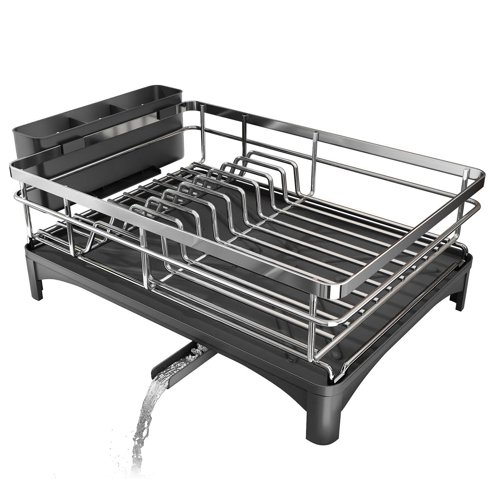Bemonew Dish Rack Drainer Dish Drying Rack Drainers For Kitchen Counter, Stainless Steel Drying Large Capacity Drainer and Utensil Holder for Kitchen