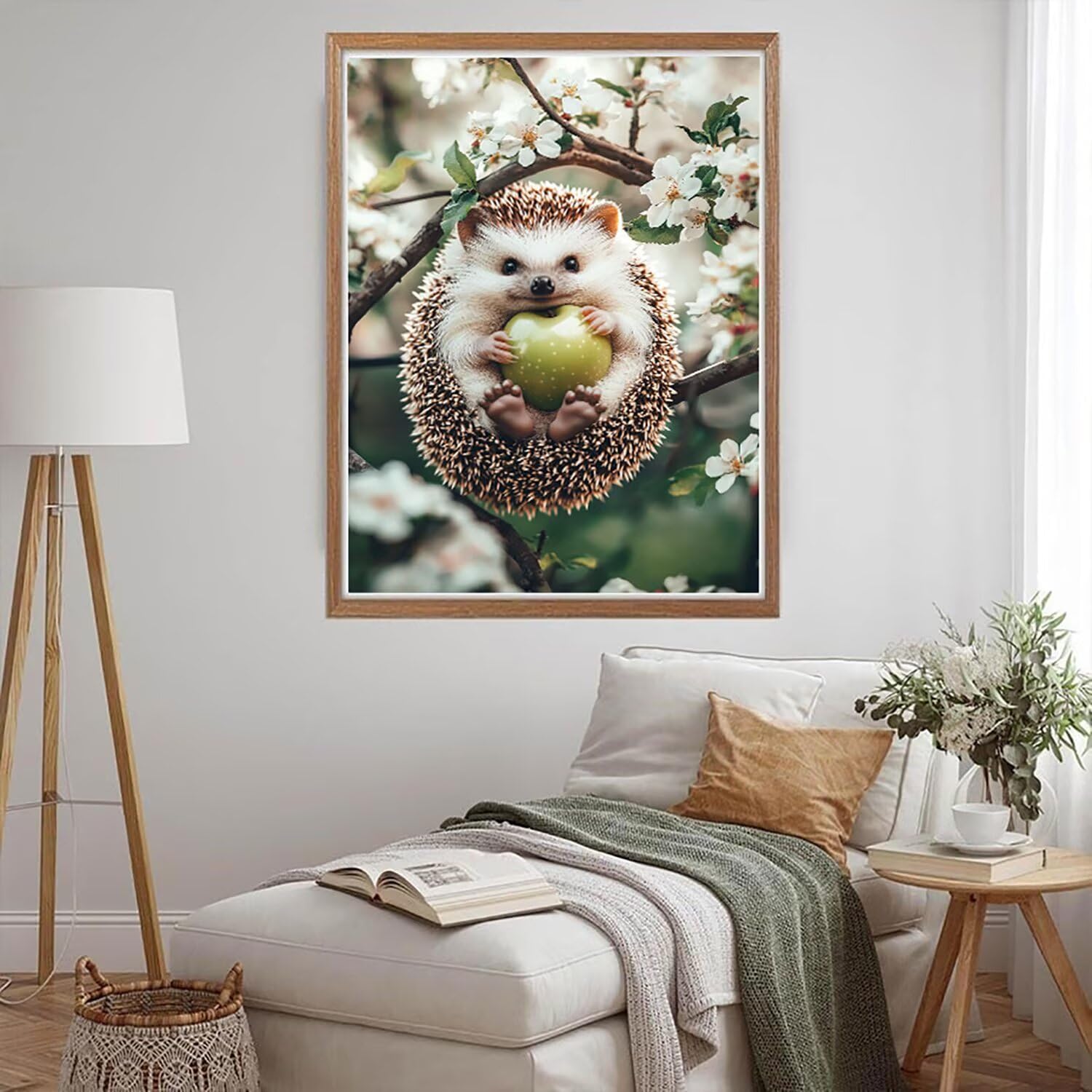 Diamentowe malowanie jeż haft diamentowy pełny zestaw, 5D DIY kwadratowy diamentowy obraz dorośli owoce 60x80cm kryształ górski ścieg krzyżykowy płótno malarstwo dla początkujących łatwe do wykonania