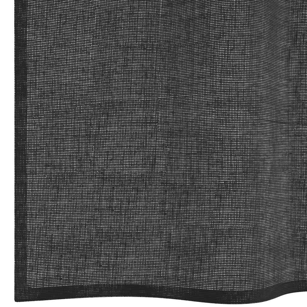 Lot de 2 rideaux en voile avec languette - En polyester - Noir - 140 x 175 cm - Protection solaire - Pour fenêtre, salon, bureau, balcon
