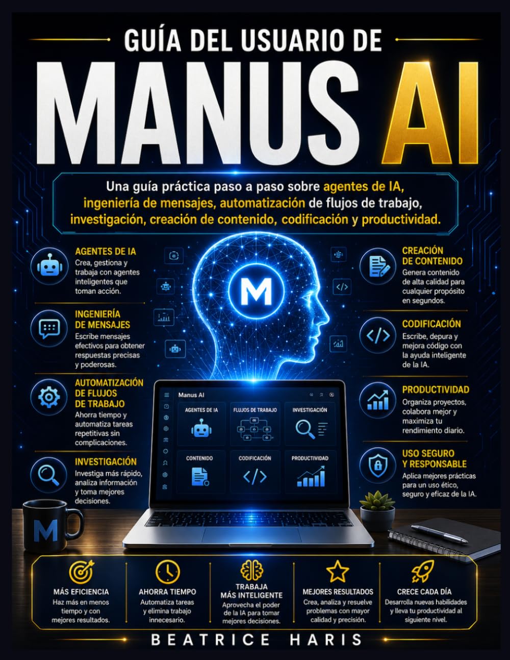 Guía del usuario de Manus AI: Una guía práctica paso a paso sobre agentes de IA, ingeniería de mensajes, automatización de flujos de trabajo, ... de contenido, codificación y productividad.