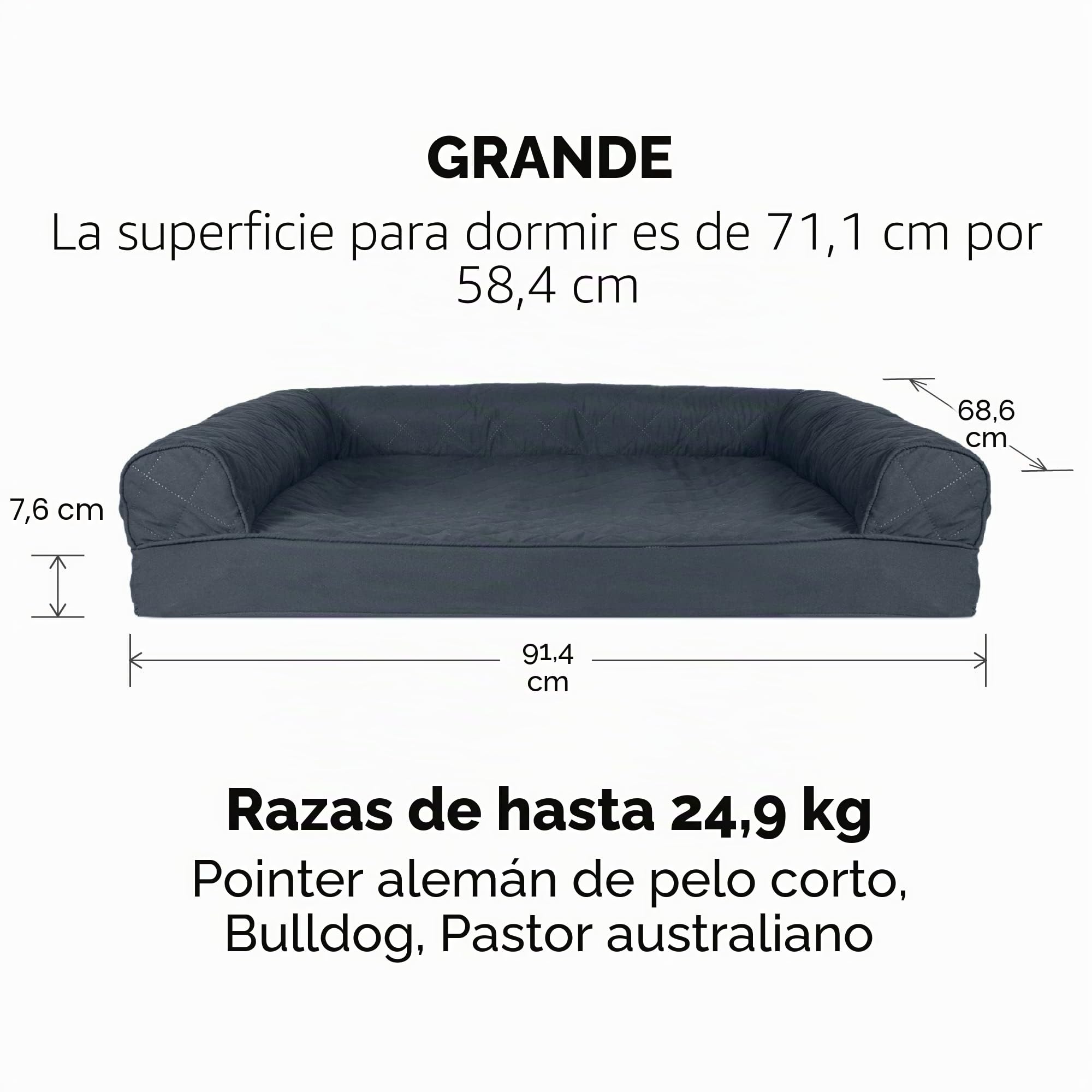 Furhaven Large Orthopedic Dog Bed Quilted Sofa-Style w/Removable Washable Cover - Iron Gray, Large