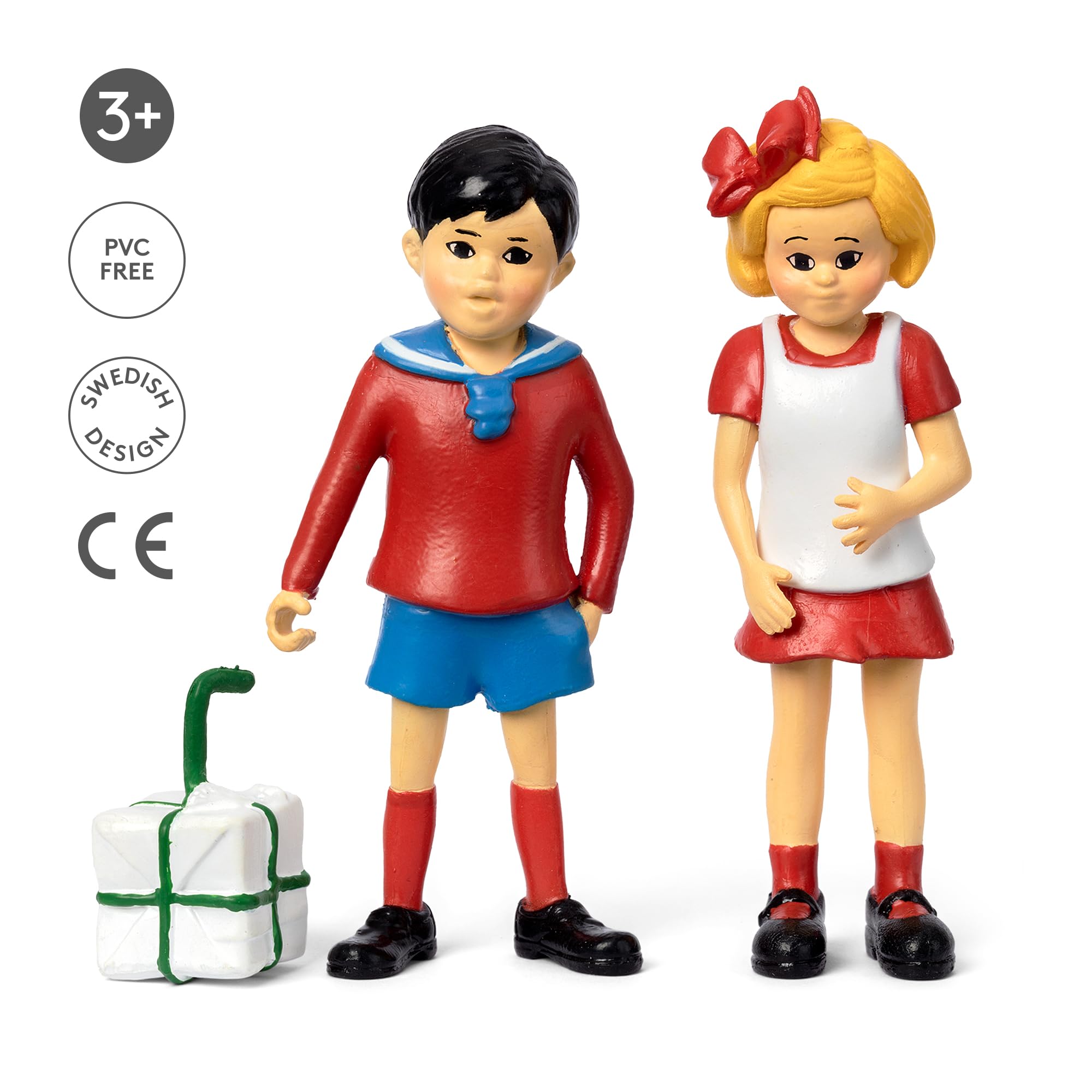 Pippi Langstrumpf Tommy & Annika zabawkowe figurki do zabawy, 80 mm, akcesoria do domku dla lalek, figurki dla dziewcząt i chłopców od 3 lat