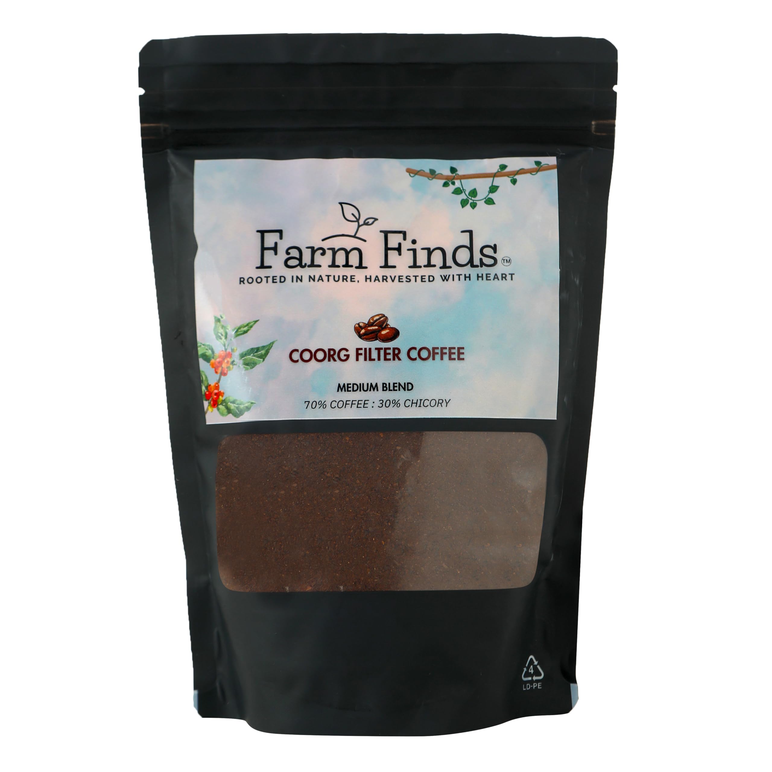 Farm Finds Coorg Coffee powder | MOKA POT - MEDIUM BLEND | 70% Coffee, 20% Chicory | 250g, Freshly ground & roasted to perfection, sourced directly from our farm