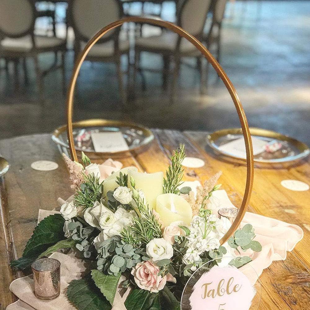 Pack of 5 Wedding Decoration Table Centerpiece Hoop Flower Stand Metal Round Vases Gold Rack Event Party Decor