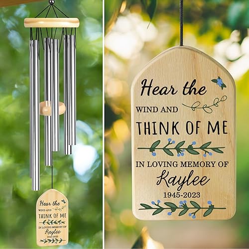 Miniatura 28 de Campanillas de viento cardenales – Campanillas conmemorativas personalizadas para seres queridos – Regalos de duelo y condolencias