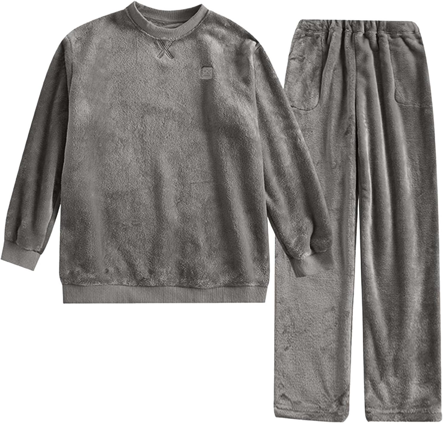 [Znepste] パジャマ メンズ スウェット 上下セット ルームウェア 冬 もこもこ 裏起毛 着る毛布 ふわふわ フランネル 厚