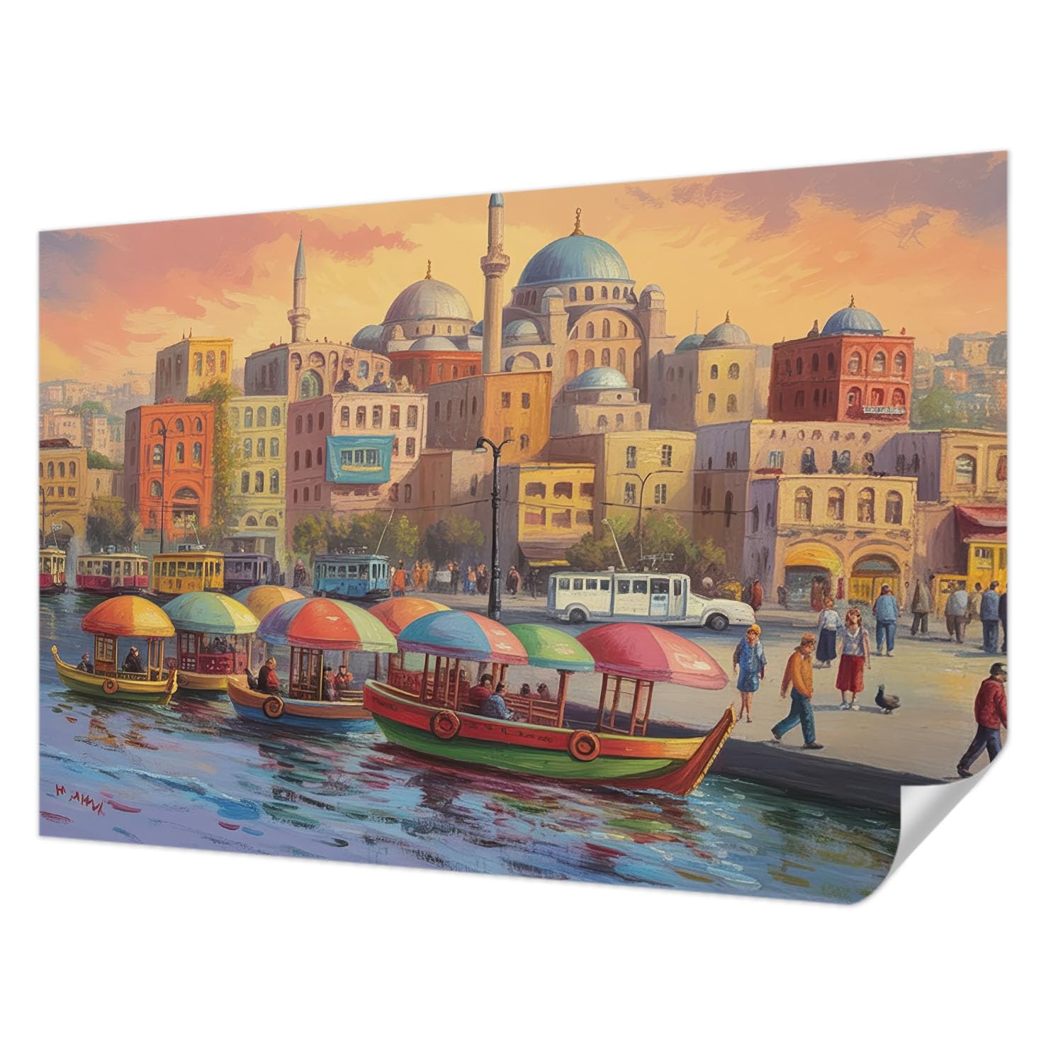 Papier peint adhésif 104x70 cm Tulup pose murale moderne chambre et salon côte urbaine