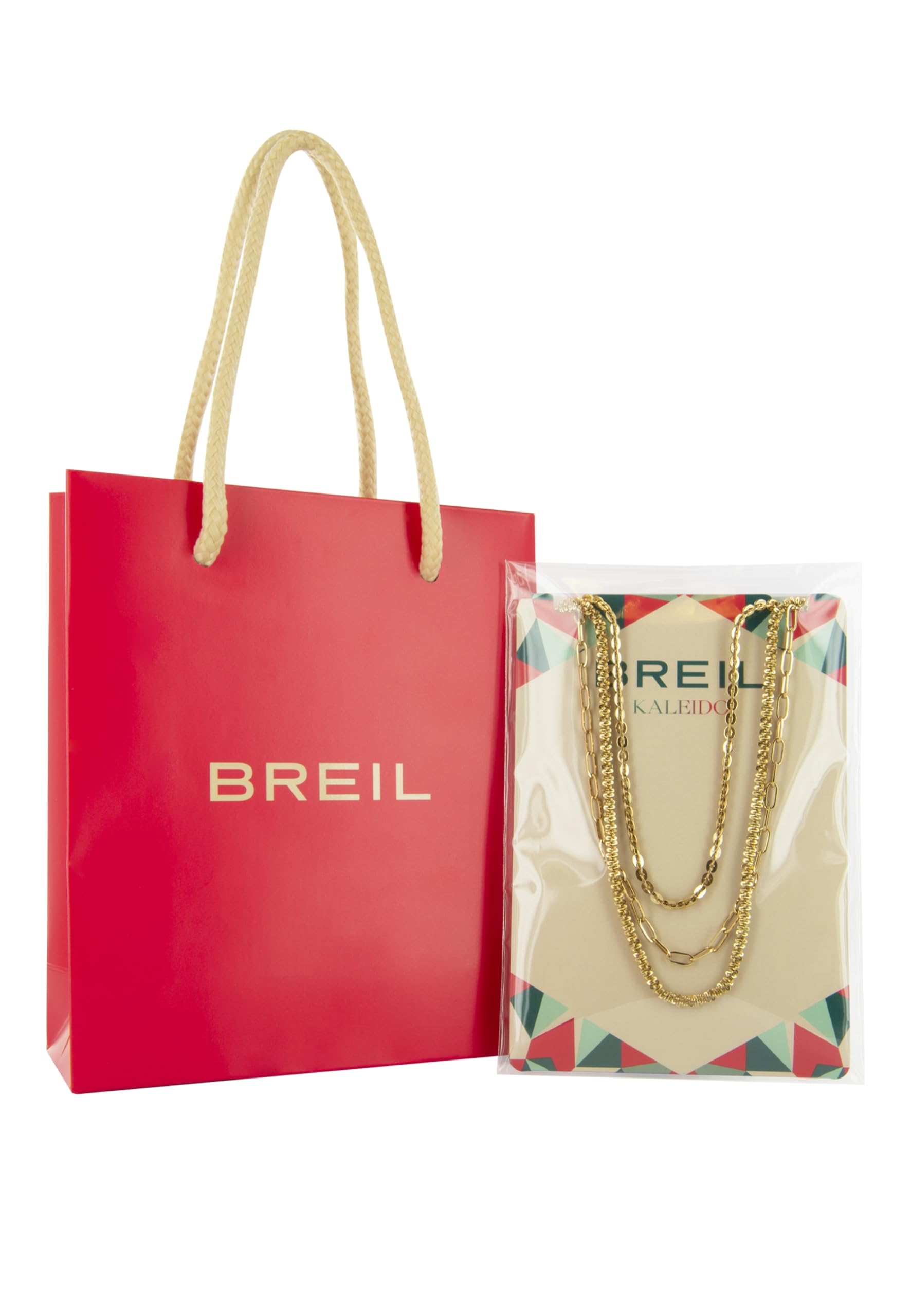 Breil - Collana da Donna Collezione KALEIDO - Gioielli Donna - Collana Donna Multigiro con Catene di Diverso Stile con Pietre, Allungabile -74 cm