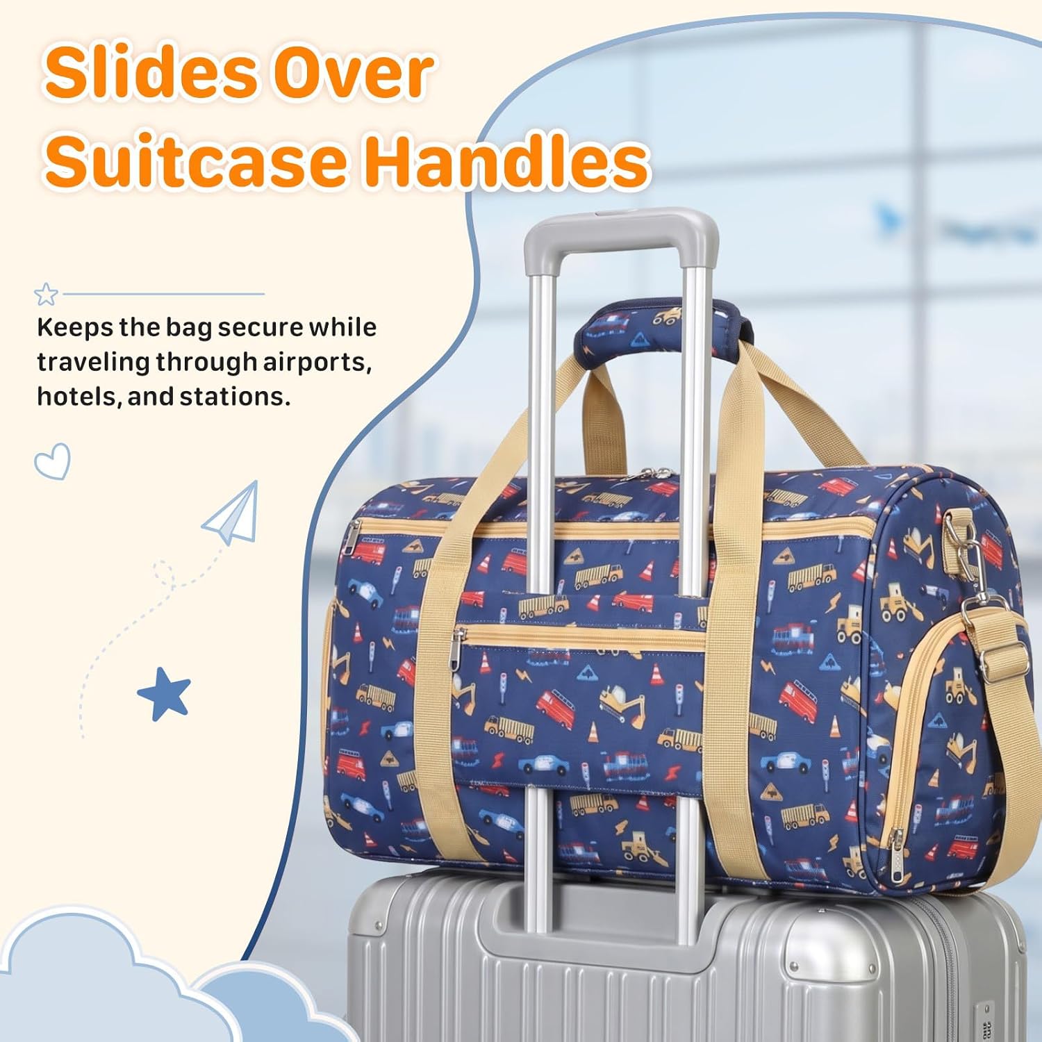 Kids Travel Duffle Bag - Weekender Bag for Boys 3-8 Years Olds