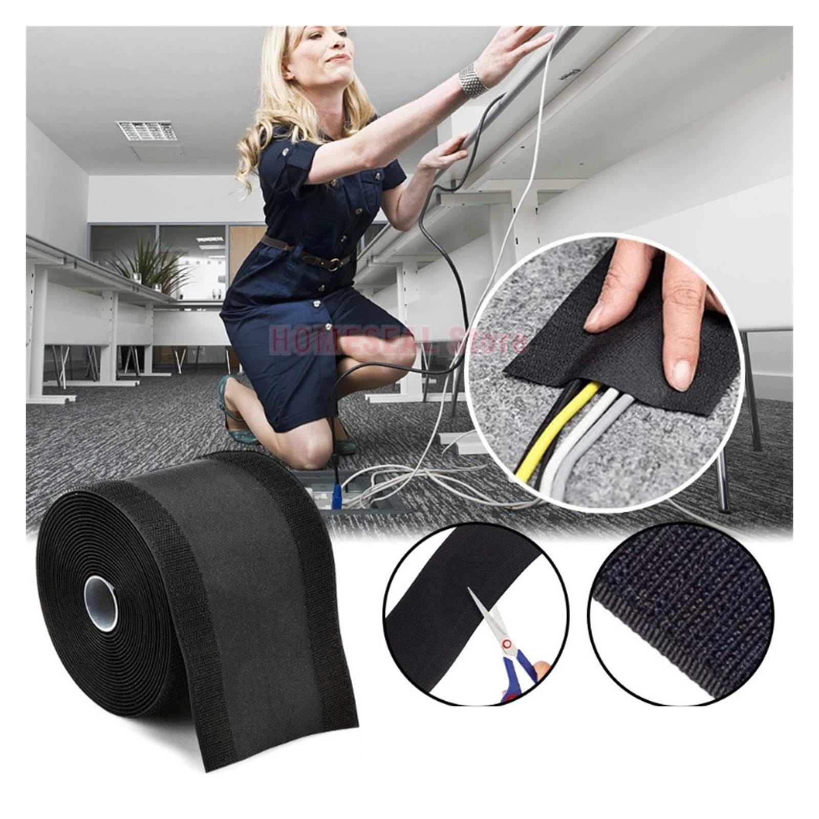 Cubierta de Cable Piso 4 Piezas/3,0 m para Bricolaje Herramientas | Funda For Cables De Alfombra,Protector De Cables,Cubierta For Cables De Extensión,Protege Los Cables Y Evita Tropiezos