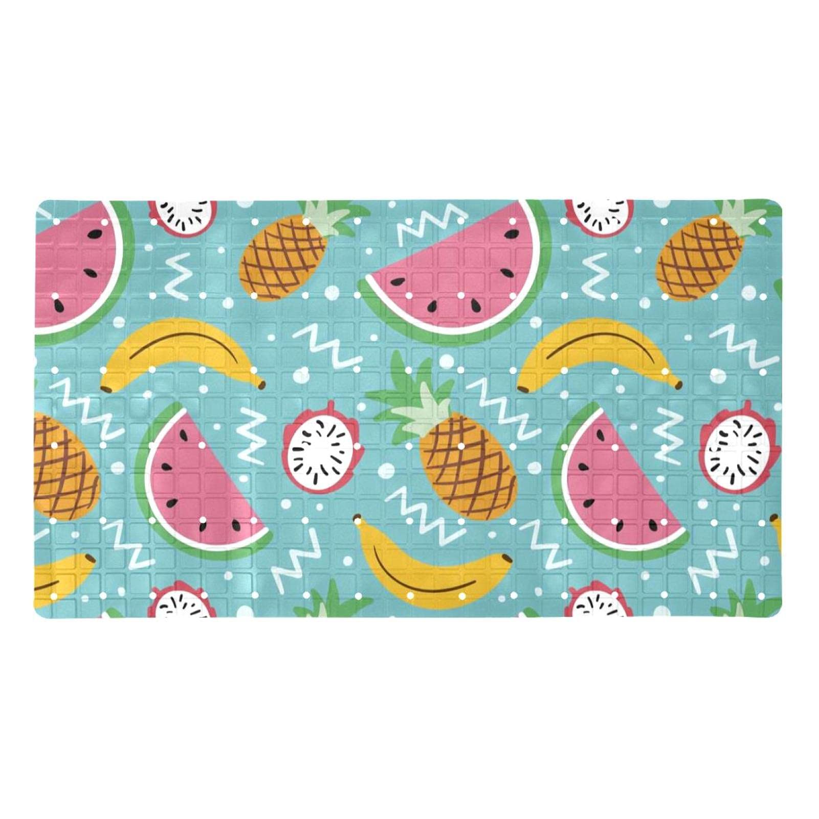 Tapis de bain antidérapant en PVC motif fruits de 40 x 70 cm pour la douche