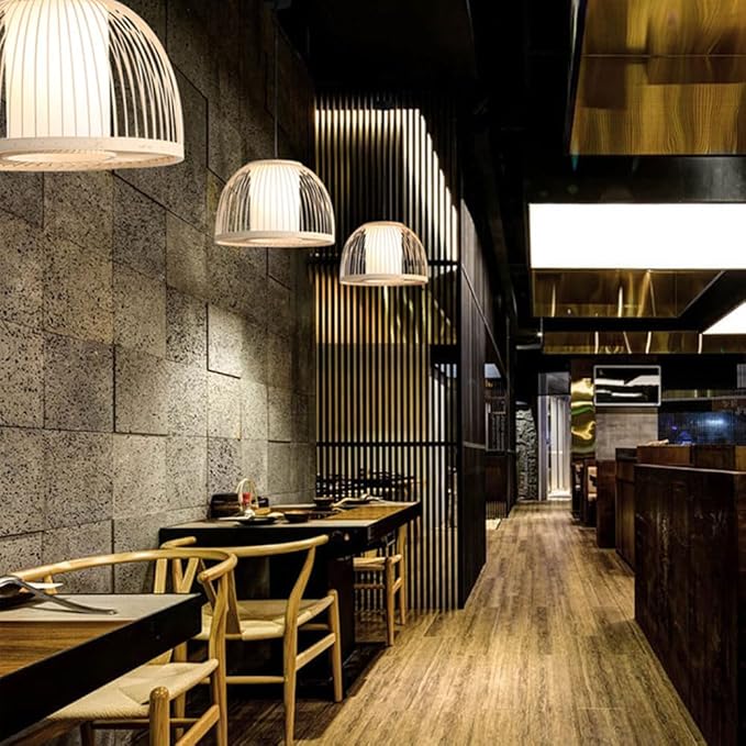 HCIPJQY Hanglamp Lampen Voor Industriële Kroonluchter Bamboe Kooi Ingebouwde Kunstperkament Lampenkap Chinese Stijl Geometrische Plafondlamp photo 3