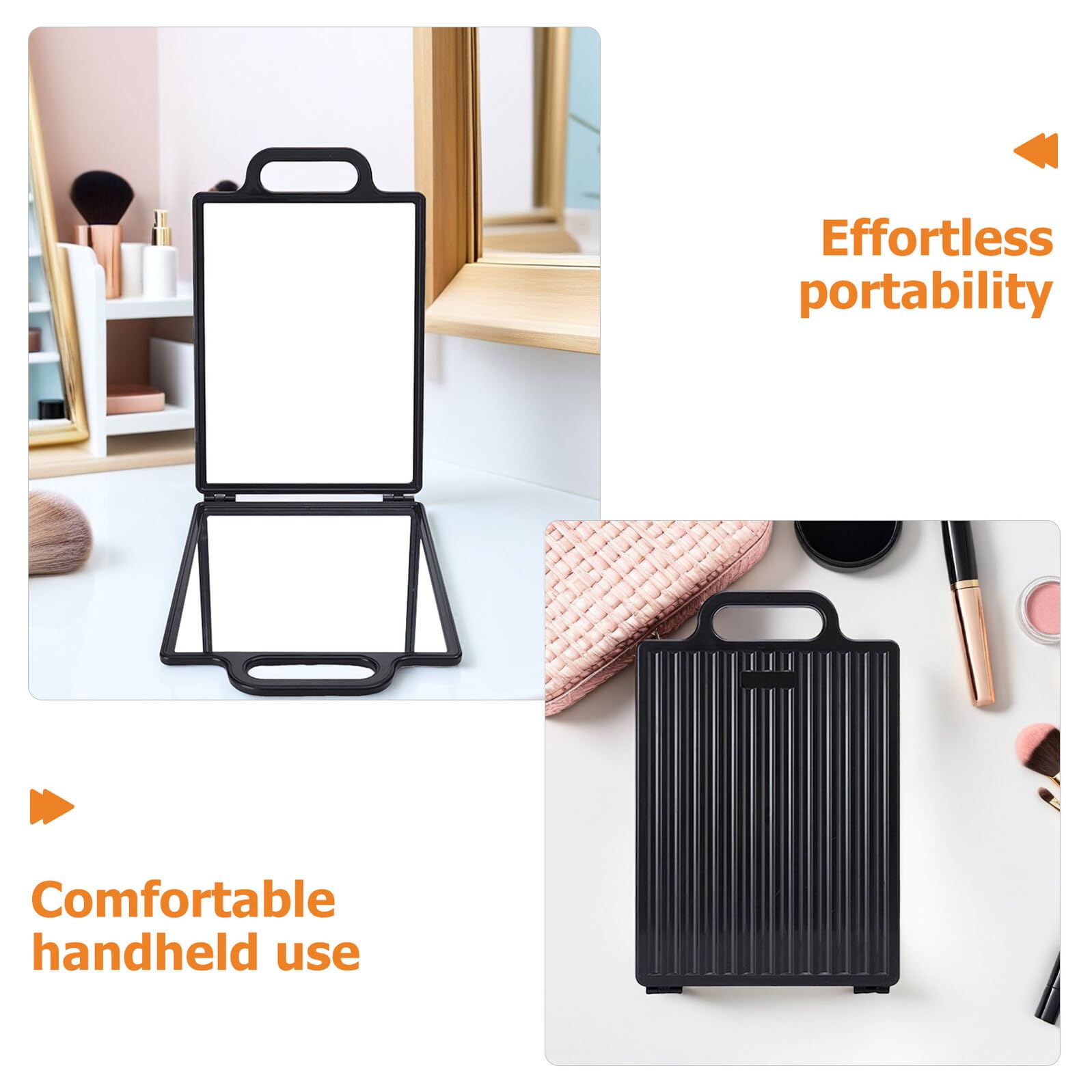 VICASKY Miroir de Coiffure Double Face Pliable Compact Portatif Noir pour Professionnels Salon Coiffure Plateau de Rangement