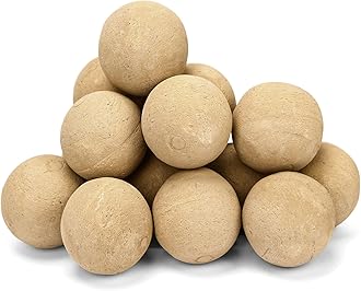 GRISUN 3'' Ceramic Fire Balls, Set of 15 Round Beige Firepit Spheres for Natural & Propane Fireplaces, Safe for Indoor & Outdoor Use, Reusable Decorative Fire Pit Accessories