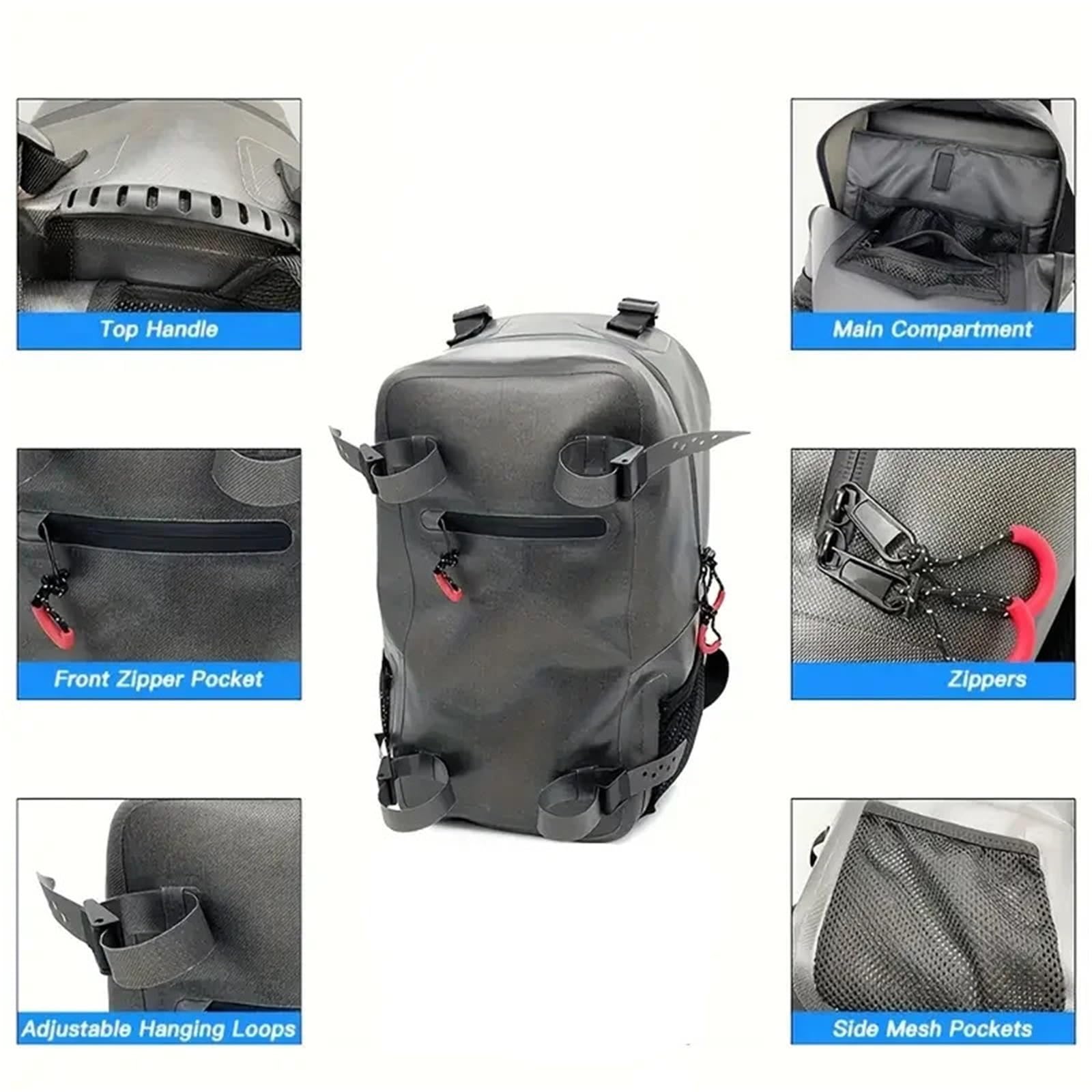 Funda para Caña de Pescar Mochila de Pesca 18 l, Resistente al Agua, con Bolsillo Acolchado Desmontable for Ordenador y Asas for Colgar