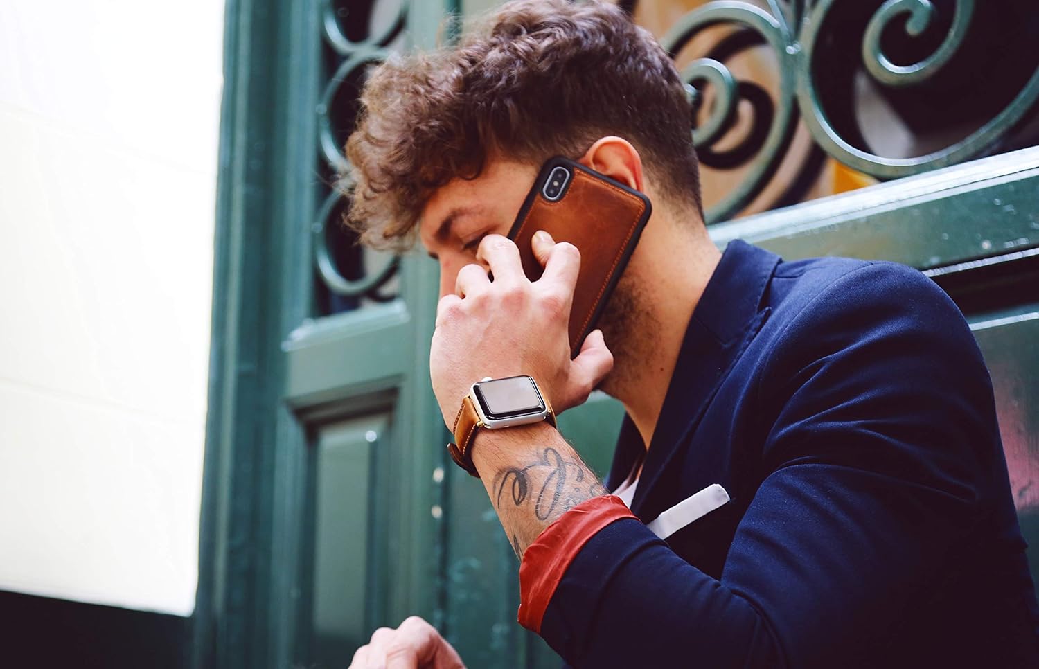 Tuscany Leather Bands Compatible with Apple Watch 49mm 45mm 44mm 42mm Band, iWatch Replacement Strap for Series 1, 2, 3, 4, 5, 6, 7, SE, 8, Ultra, Sport (Antique Brown w/Black Connector&Clasp) - Image 3