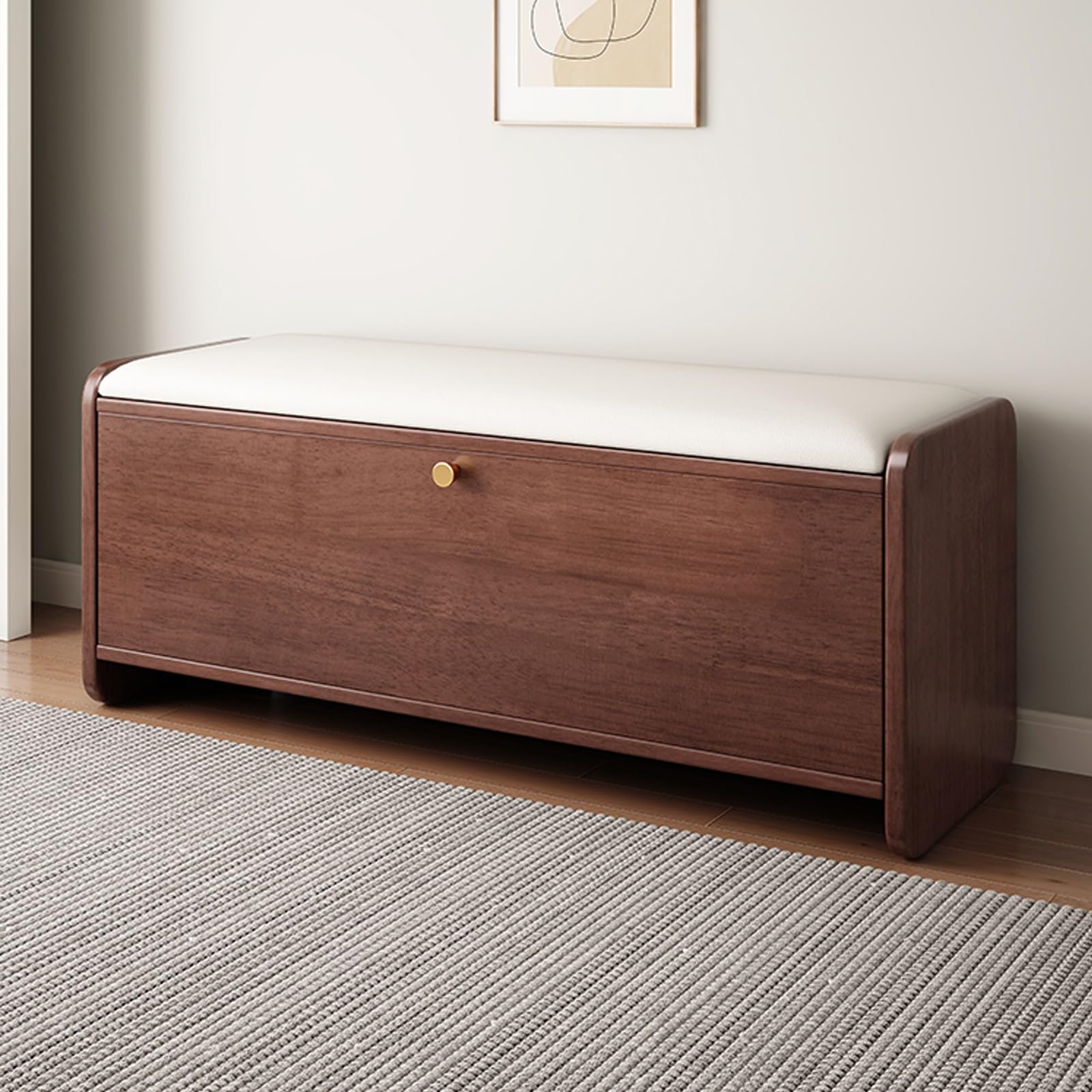 Banc à chaussures en bois meuble de rangement marron pour vestiaire
