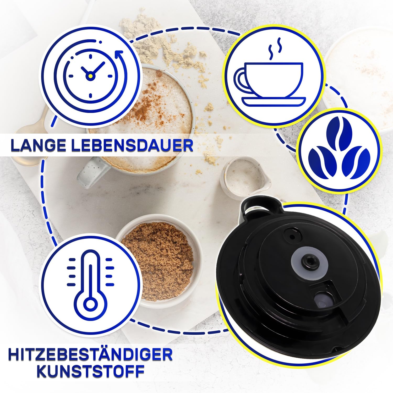 Deckel der Kaffeekanne für Filterkaffeemaschine mit dem Originalcode SS-202747 SS202747 für Krups ProAroma KM305D10 KT4208 für Tefal CI390811 - Garantie 10 Jahre - MONTERAL