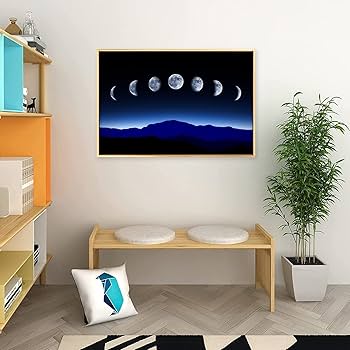 Amazon.co.jp: 絵画 月が変わるインテリア 絵画 月と山の風景