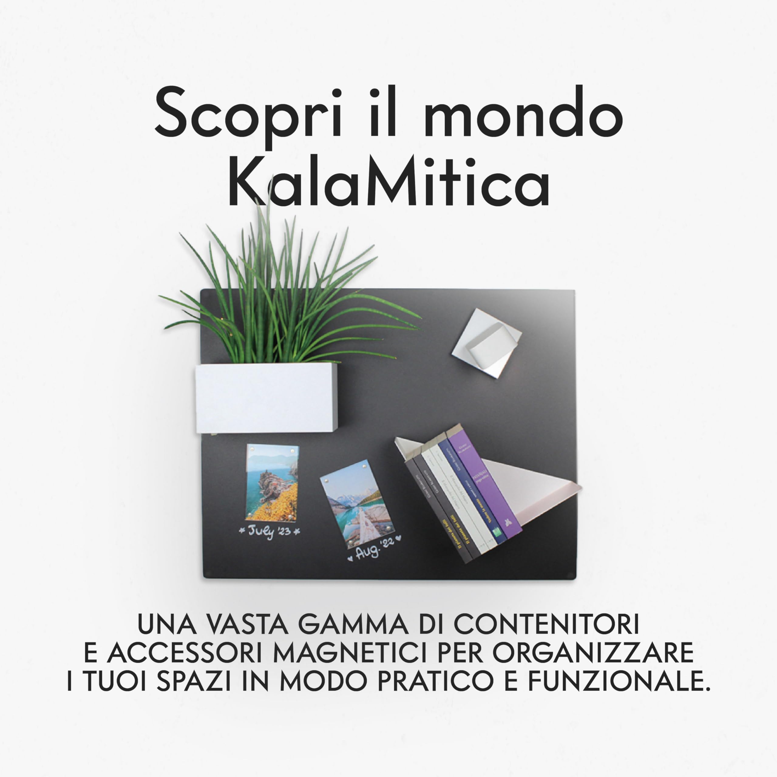 KalaMitica - Set di 3 Cubi Magnetici 6,5 cm - Nero - Contenitori Portaoggetti o Porta Vasi Magnetici con Calamita Potente per Lavagne Magnetiche da Parete