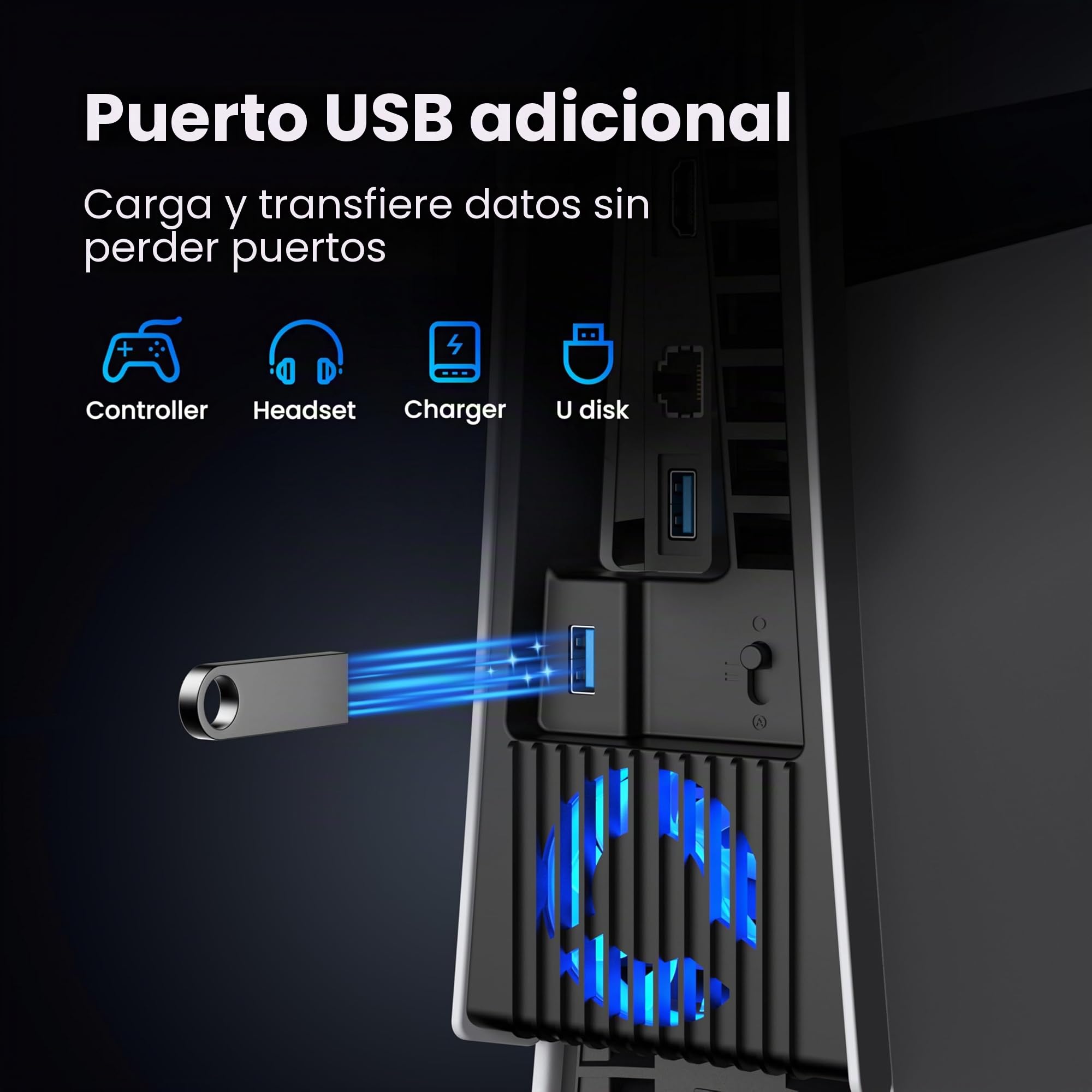 KIWIHOME Ventilador de Enfriamiento Mejorado para PS5 Pro con 4 Ventiladores y 36 Aspas, Enfriamiento más Silencioso con Velocidad Ajustable, Apagado Automático,No para PS5 2020/Versión Slim 2023