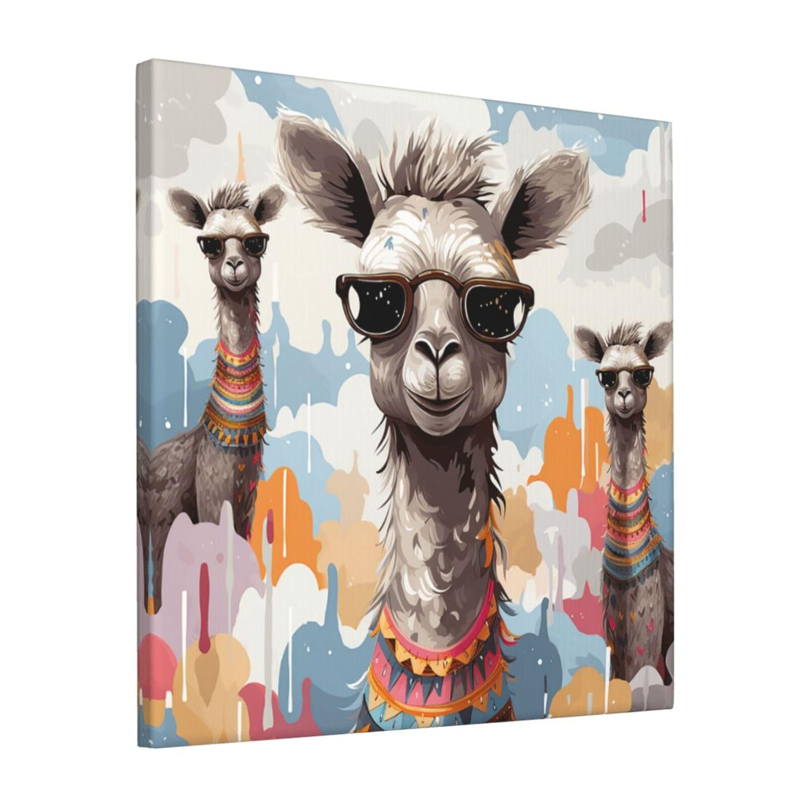 FodPand Cute Giraffe Funny Canvas Wall Art for Living Room Wall Decor 12"x12" Modern Artwork Painting Pictures Hanging Canvas Prints Aesthetic Wall Art for Bedroom Bathroom Office Wallart Decor