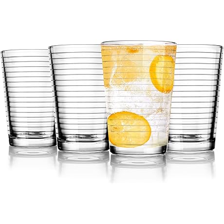 6 oz Juice Glasses - Premium Glass Cups for Refreshing Beverages (Set of 4)
