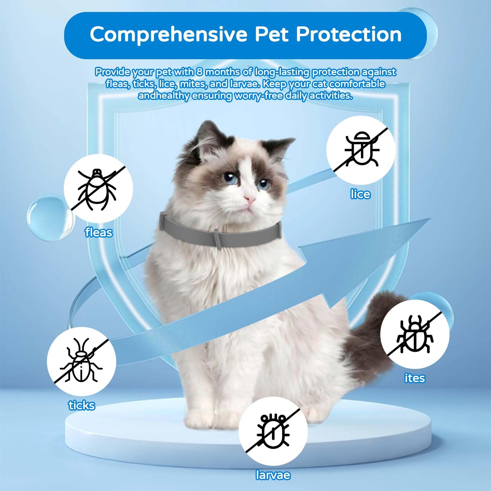 2 Pack Cat Collar, Natural Essential Oils Collar for Infections Prevention 16-Month Protection - Image 2