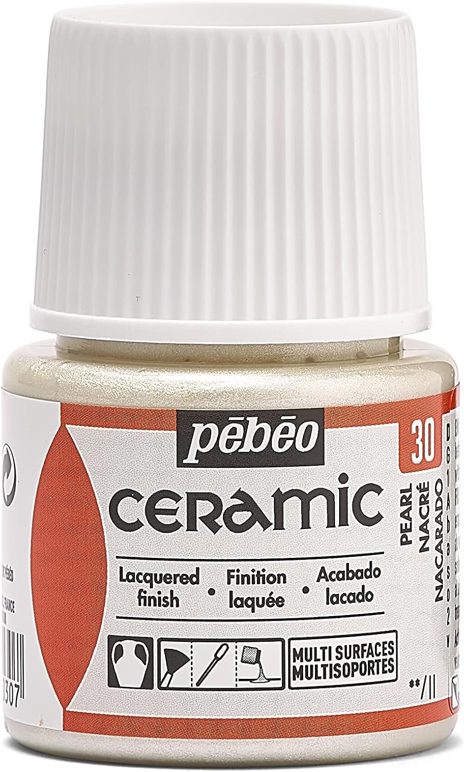 Pebeo Ceramic, Enamel Effect Paint, 45 ml Bottle - Pearl