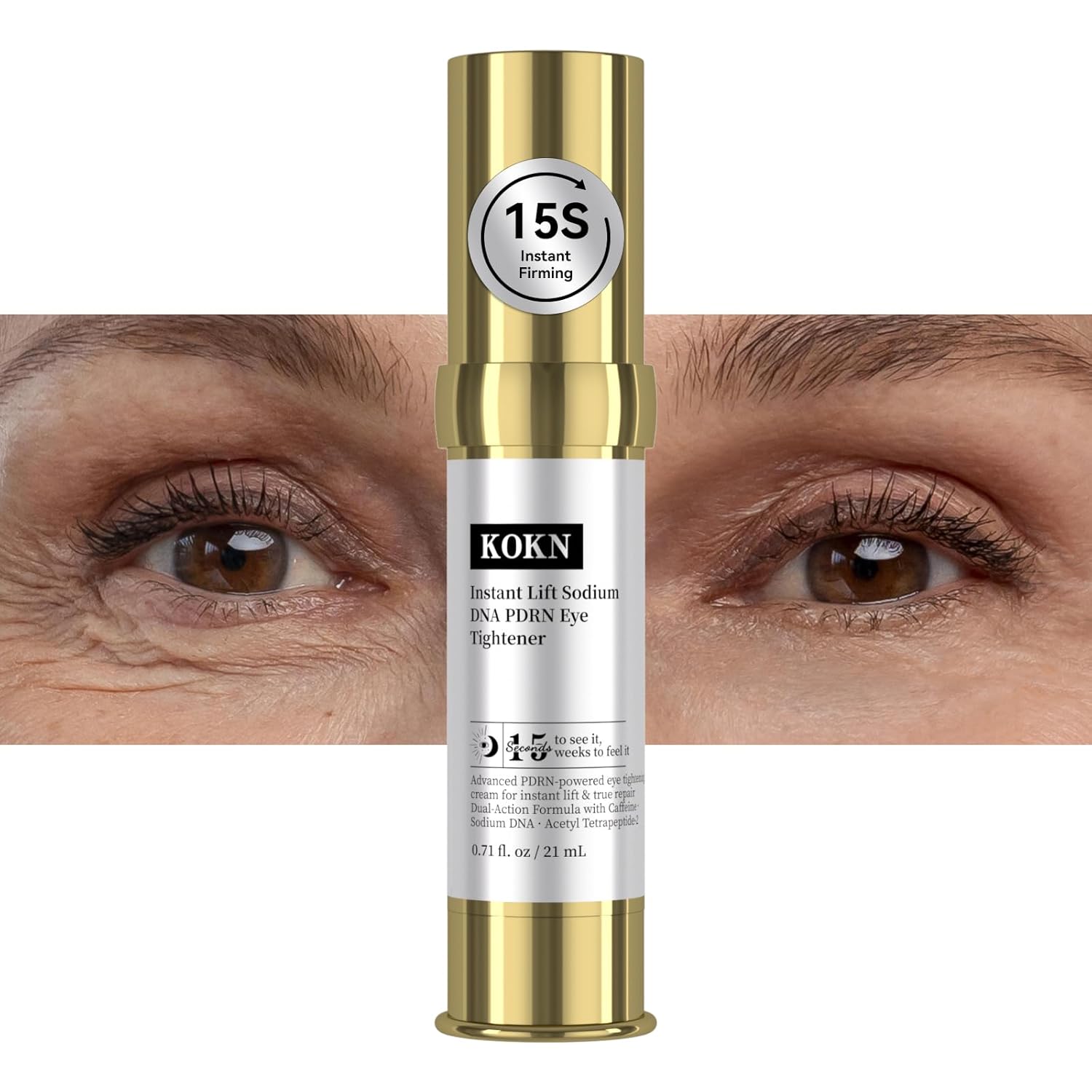 KOKN 15S Instant Firming Eye & Face Cream | Tightens, Reduces Puffiness & Wrinkles | 4-in-1 Formula with PDRN & Collagen, 0.71 Fl Oz KOKN 15S Instant Firming Eye & Face Cream | Tightens, Reduces Puffiness & Wrinkles | 4-in-1 Formula with PDRN & Collagen, 0.71 Fl Oz