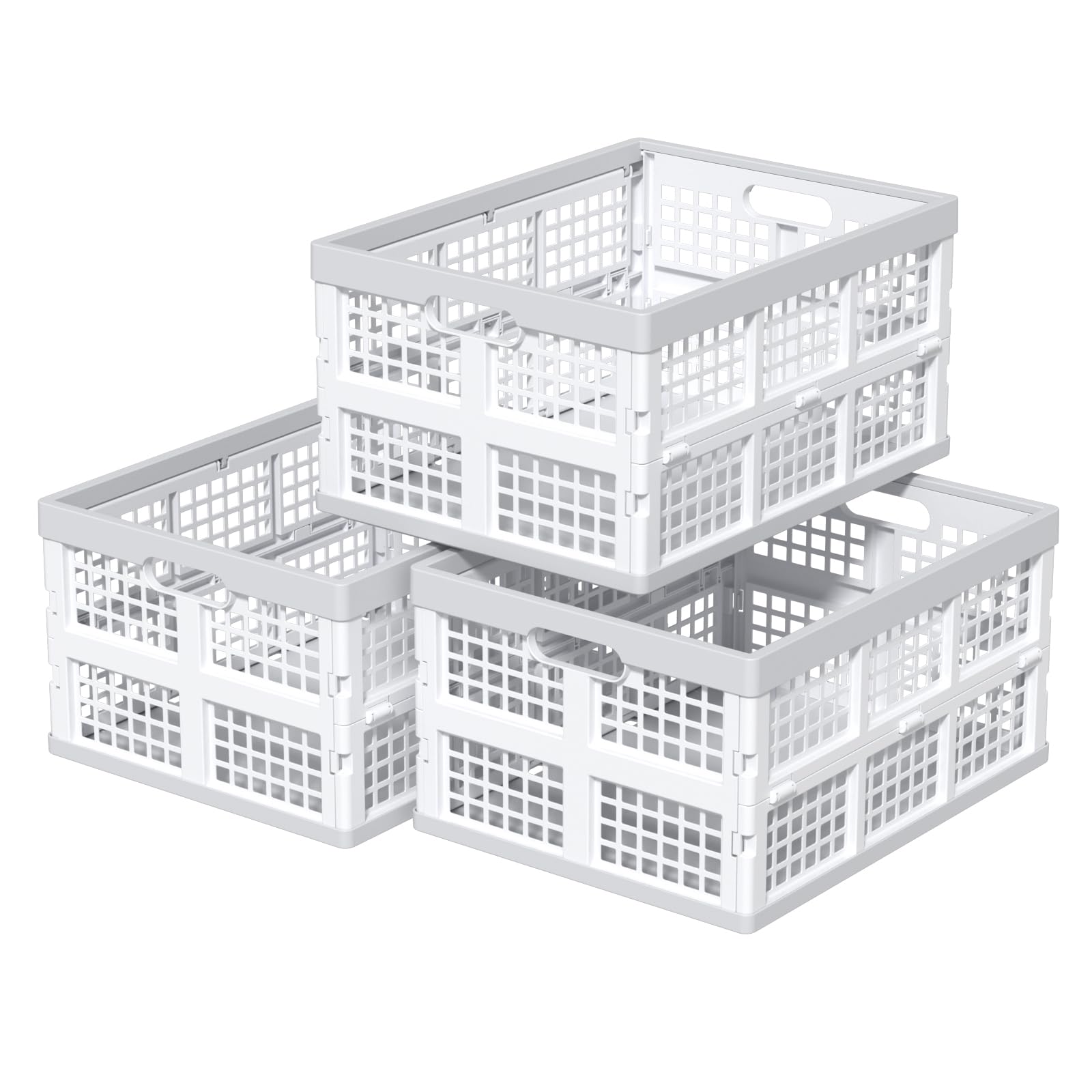 Casse pieghevoli impilabili in plastica, 30 l, set da 3