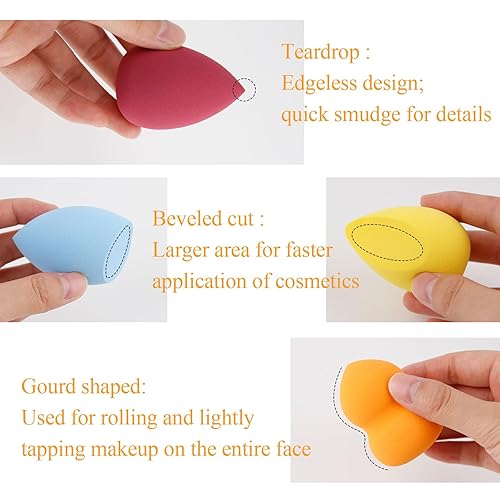 Miniatura 4 de 4 esponjas de maquillaje, base de mezcla, esponja de belleza con 4 cajas de almacenamiento colgantes para crema líquida y polvo