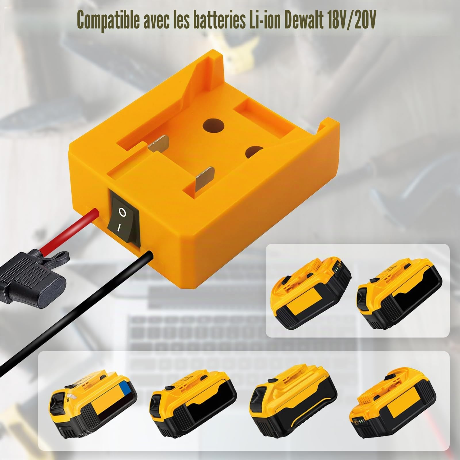 2 Packs Power Wheel Adaptateurs pour Dewalt 20V/60V Batteries Bornes de câble Connecteurs DC Chargeur USB Prises de Courant DC pour Voitures Robots Camions DIY