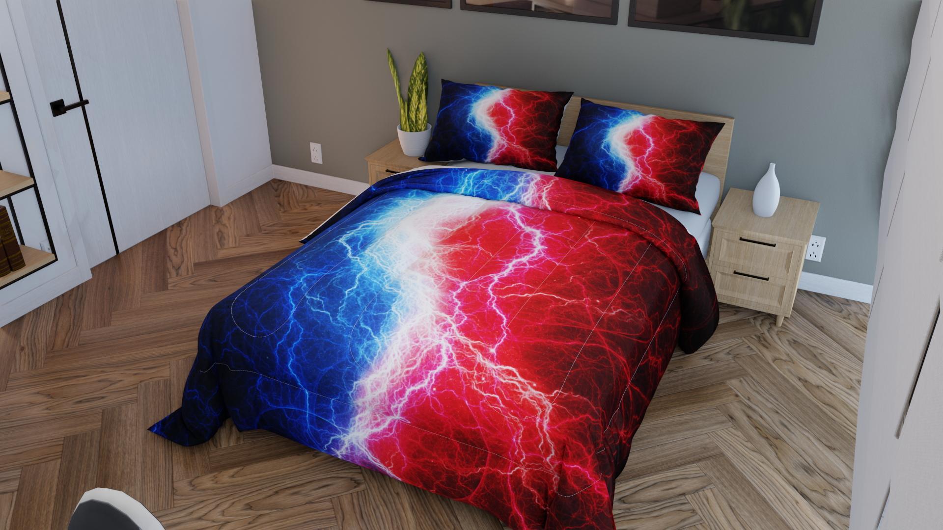 Amazon.com: Blue Red Black Comforter Set Lightnings Abstract Art