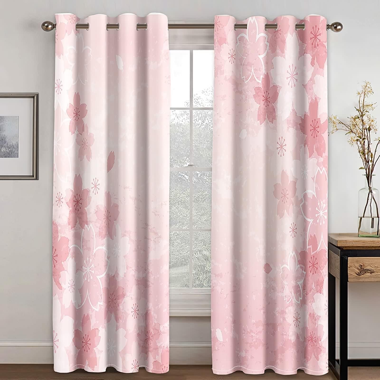 Kwiatowe zasłony zaciemniające, zasłony zaciemniające poliestrowe do kuchni sypialni 2 panele 60 szer. x 274 cm dł