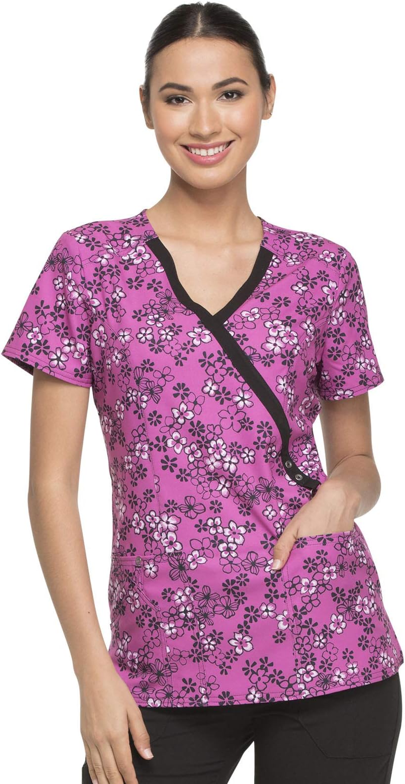 Dickies Prints Women Scrubs Top Mock Wrap DK714