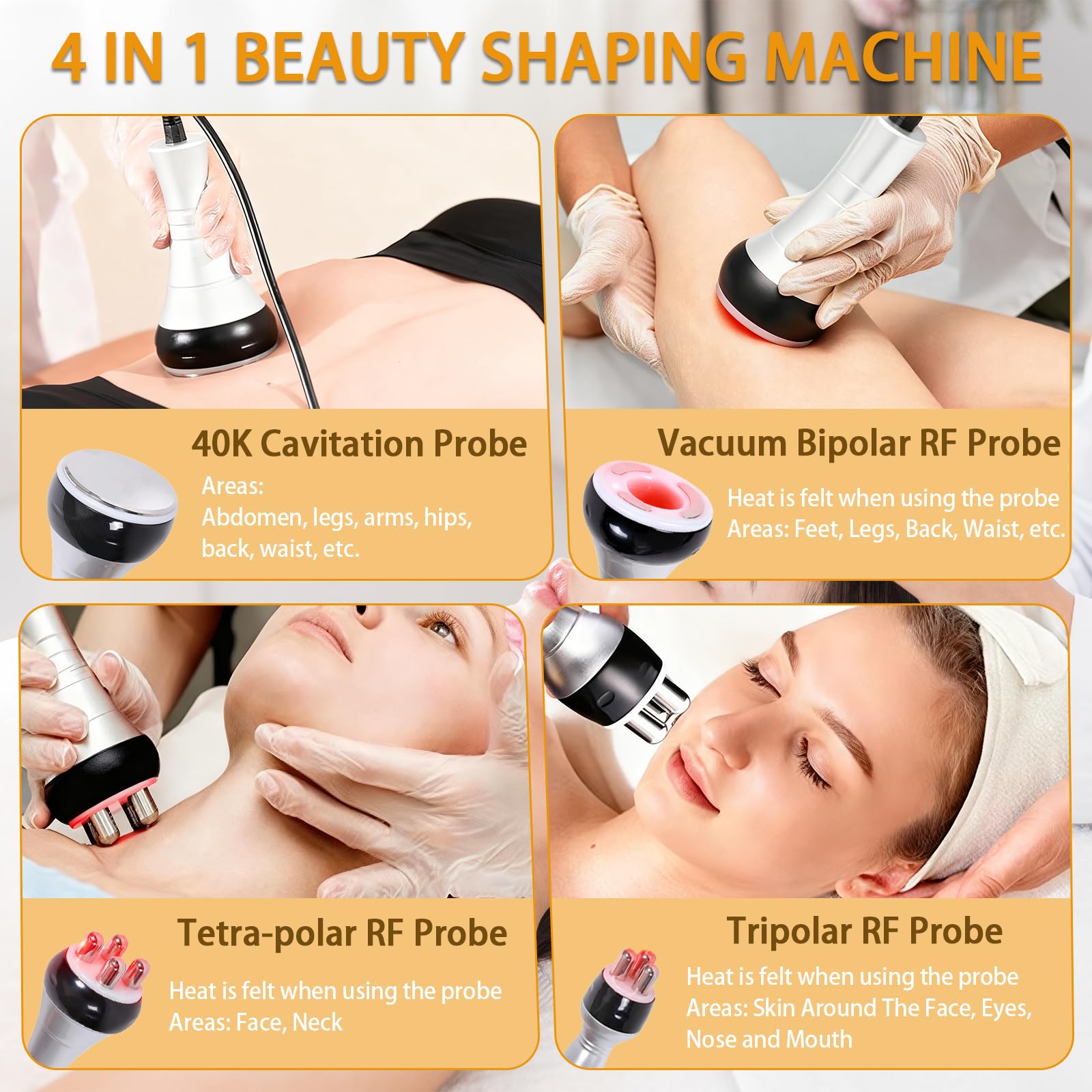 40K Corps Amincissant Machine, 4 en 1 Lipocavitation Radiofréquence Machine de Sculpture Corporelle, Visage et Corps Entier Masseur Amincissants et Raffermissants