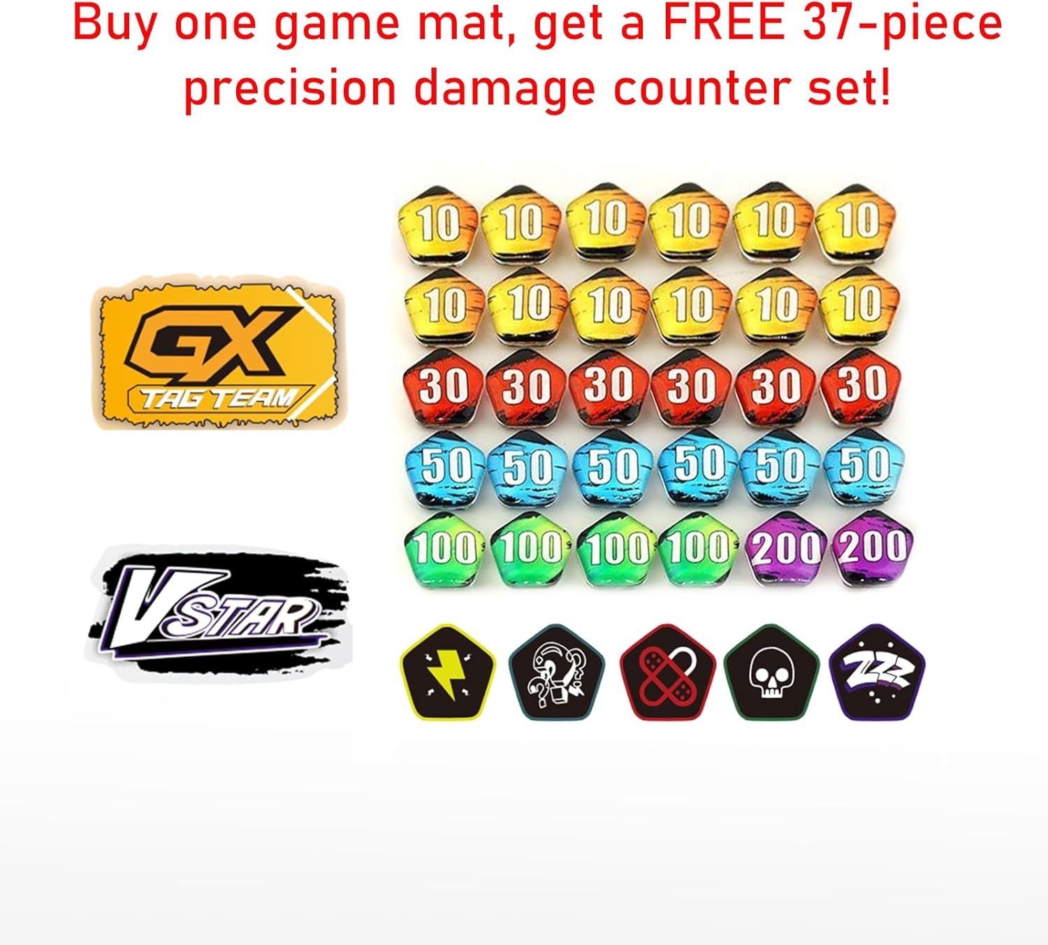 Trading Card Game Playmat – 2-Player Trainer Mat with 37 Damage Counters and Professional Storage Bag (Blue)