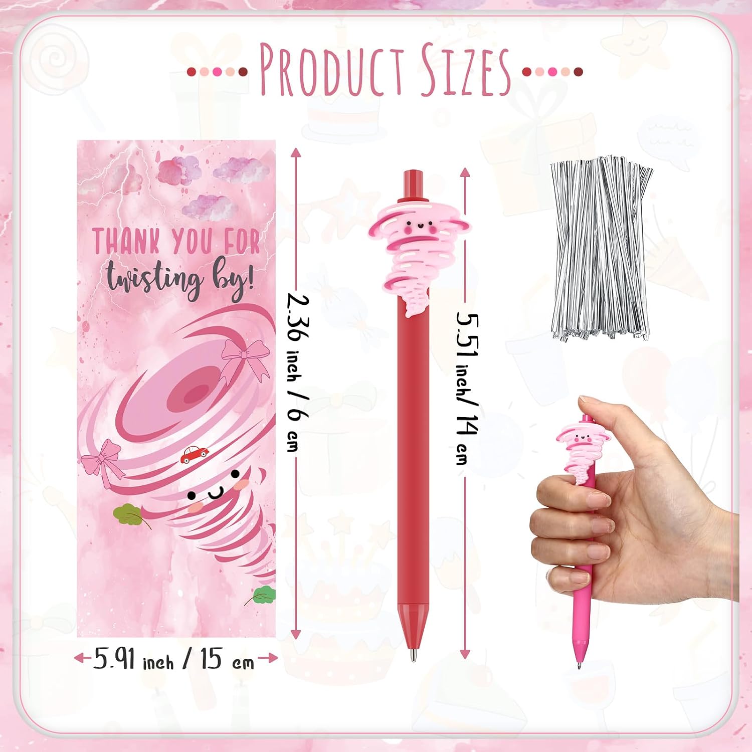 Sinload 30 Sets Christian Gifts for Women Bulk Two Nado Birthday Party Favors Tornado 2nd Birthday Decorations Ballpoint Pens and Bookmarks 2 Year Old Party Supplies Decor image 2